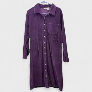 309 RARE! Vintage L.L. Bean Purple Corduroy Dress with Pockets